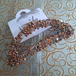 Fashion Jewelry Tan Copper Rhinestone Hair Clip New